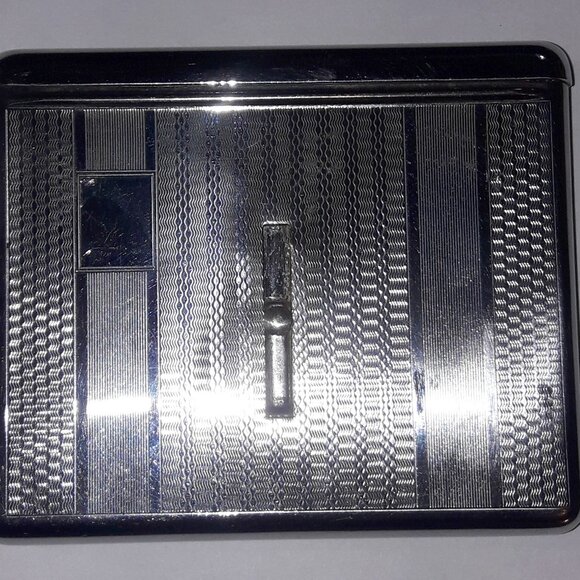 Unique Art Deco Cigarette Case 1920s? Unusual Split Top Chrome Vintage Antique - Picture 2 of 8